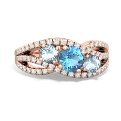 Blue Topaz Three Stone Aurora 14K Rose Gold ring R3080