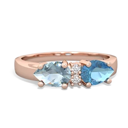 Blue Topaz Pear Bowtie 14K Rose Gold ring R0865