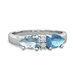 Blue Topaz Pear Bowtie 14K White Gold ring R0865