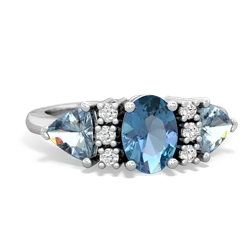 Blue Topaz Antique Style Three Stone 14K White Gold ring R2186