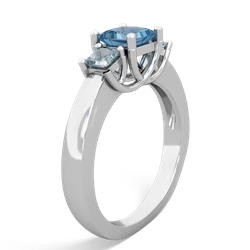 Blue Topaz Three Stone Trellis 14K White Gold ring R4015