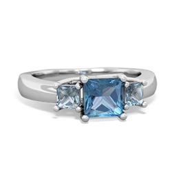 Blue Topaz Three Stone Trellis 14K White Gold ring R4015