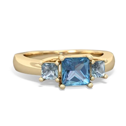 Blue Topaz Three Stone Trellis 14K Yellow Gold ring R4015