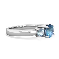 Blue Topaz Three Stone Round Trellis 14K White Gold ring R4018