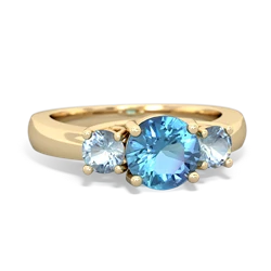 Blue Topaz Three Stone Round Trellis 14K Yellow Gold ring R4018