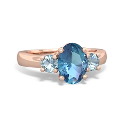 Blue Topaz Three Stone Oval Trellis 14K Rose Gold ring R4024