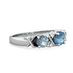 Blue Topaz Hugs And Kisses 14K White Gold ring R5016