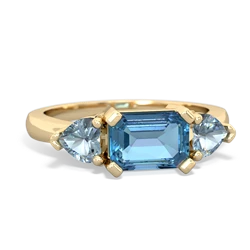 Blue Topaz Three Stone 14K Yellow Gold ring R5235