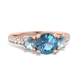 Blue Topaz Pave Trellis 14K Rose Gold ring R5500