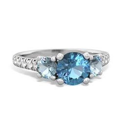 Blue Topaz Pave Trellis 14K White Gold ring R5500