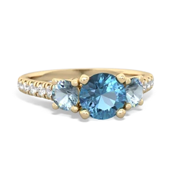 Blue Topaz Pave Trellis 14K Yellow Gold ring R5500