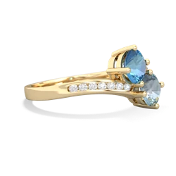 Blue Topaz Channel Set Two Stone 14K Yellow Gold ring R5303