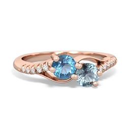 Blue Topaz Infinity Pave Two Stone 14K Rose Gold ring R5285