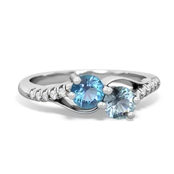 Blue Topaz Infinity Pave Two Stone 14K White Gold ring R5285