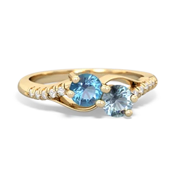 Blue Topaz Infinity Pave Two Stone 14K Yellow Gold ring R5285