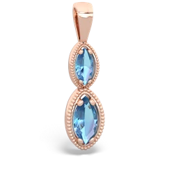 Blue Topaz Antique-Style Halo 14K Rose Gold pendant P5700