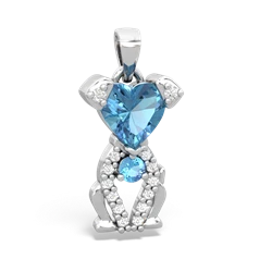 Blue Topaz Puppy Love 14K White Gold pendant P5800