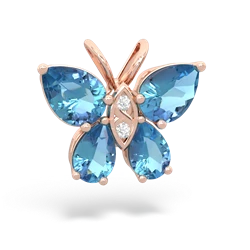 Blue Topaz Butterfly 14K Rose Gold pendant P2215