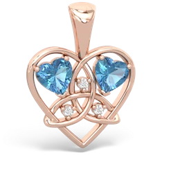 Blue Topaz Celtic Trinity Heart 14K Rose Gold pendant P5331
