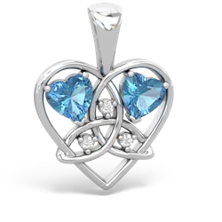 Blue Topaz Celtic Trinity Heart 14K White Gold pendant P5331