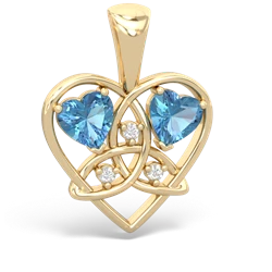 Blue Topaz Celtic Trinity Heart 14K Yellow Gold pendant P5331