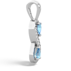 Blue Topaz Diamond Infinity 14K White Gold pendant P5390