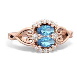 Blue Topaz Love Nest 14K Rose Gold ring R5860