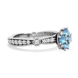 Blue Topaz Sparkling Tiara Cluster 14K White Gold ring R26293RD