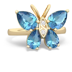 Blue Topaz Butterfly 14K Yellow Gold ring R2215