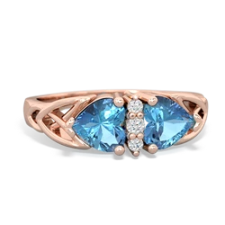 Blue Topaz Celtic Knot Double Heart 14K Rose Gold ring R5040