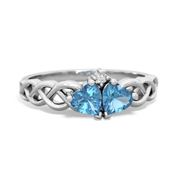 Blue Topaz Heart To Heart Braid 14K White Gold ring R5870