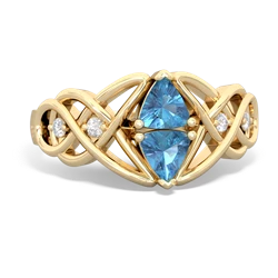 Blue Topaz Keepsake Celtic Knot 14K Yellow Gold ring R5300