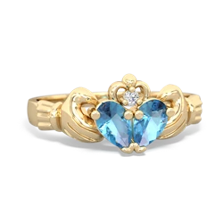 Blue Topaz 'Our Heart' Claddagh 14K Yellow Gold ring R2388