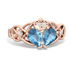 Blue Topaz 'One Heart' Celtic Knot Claddagh 14K Rose Gold ring R5322