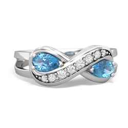 Blue Topaz Diamond Infinity 14K White Gold ring R5390