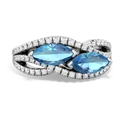 Blue Topaz Diamond Rivers 14K White Gold ring R3070