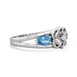 Blue Topaz Hearts Intertwined 14K White Gold ring R5880