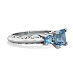 Aquamarine Eternal Embrace Engagement 14K White Gold ring C2001