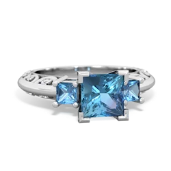 Aquamarine Eternal Embrace Engagement 14K White Gold ring C2001