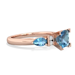 Aquamarine 6Mm Princess Eternal Embrace Engagement 14K Rose Gold ring C2002