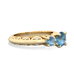 Blue Topaz Art Deco Eternal Embrace Engagement 14K Yellow Gold ring C2003