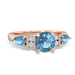 Blue Topaz 6Mm Round Eternal Embrace Engagement 14K Rose Gold ring R2005