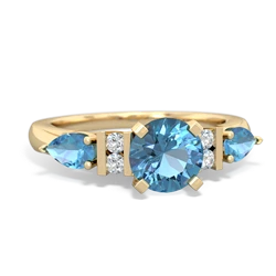 Blue Topaz 6Mm Round Eternal Embrace Engagement 14K Yellow Gold ring R2005