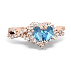 Blue Topaz Diamond Twist 'One Heart' 14K Rose Gold ring R2640HRT