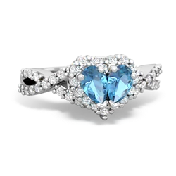 Blue Topaz Diamond Twist 'One Heart' 14K White Gold ring R2640HRT