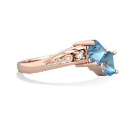 Blue Topaz Snuggling Hearts 14K Rose Gold ring R2178