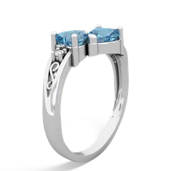 Blue Topaz Snuggling Hearts 14K White Gold ring R2178