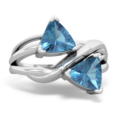 Blue Topaz Split Band Swirl 14K White Gold ring R2341