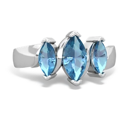 Aquamarine Three Peeks 14K White Gold ring R2433