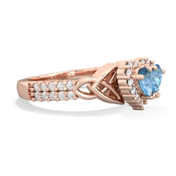 Blue Topaz Celtic Knot Two Hearts As One 14K Rose Gold ring R2644HRT